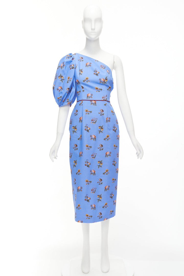 Female mannequin wearing Markarian Laurel Blue Cotton Women Cocktail Dresses in Size US0 | Available at JHROP