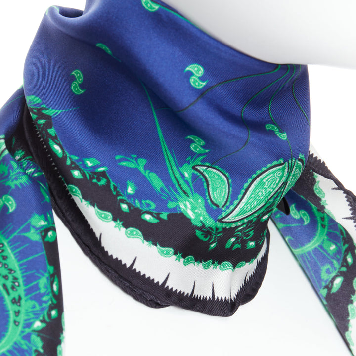 HAIDER ACKERMANN 2017 Runway blue green paisley print triangle scarf