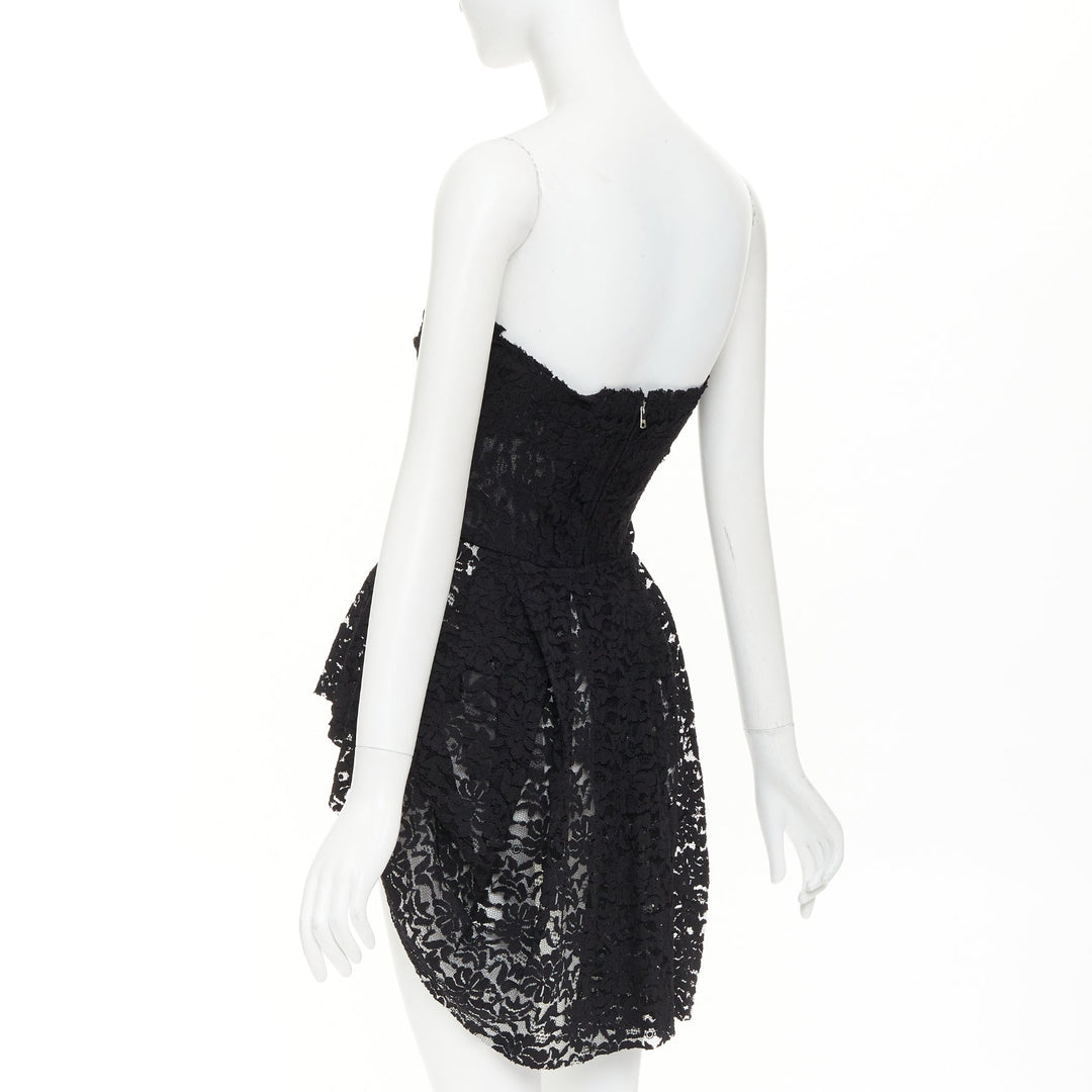 DOLCE GABBANA 2010 Runway black lace strapless boned corset mini dress IT36 XXS