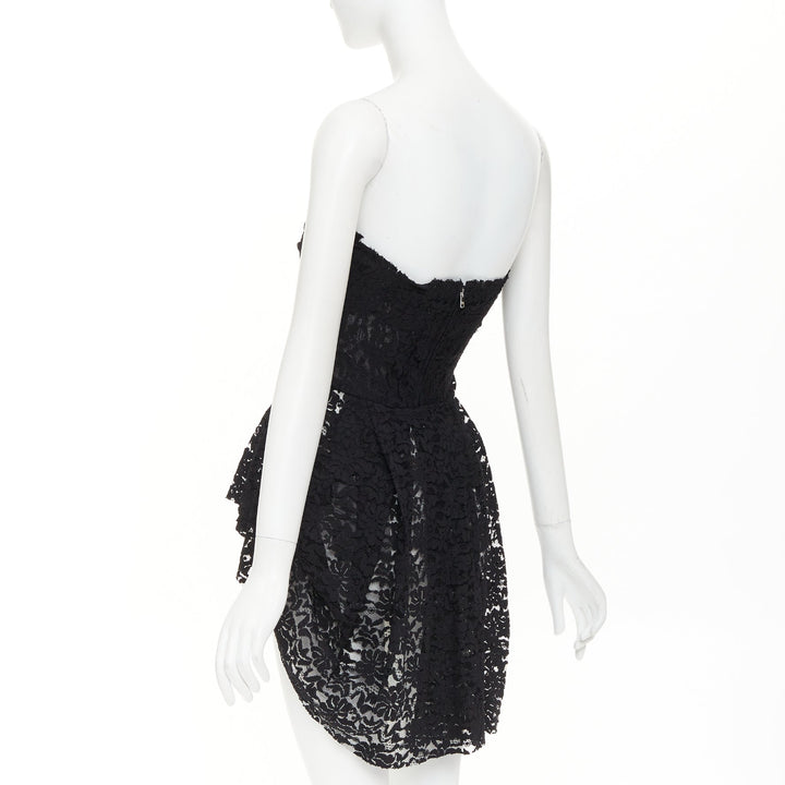 DOLCE GABBANA 2010 Runway black lace strapless boned corset mini dress IT36 XXS