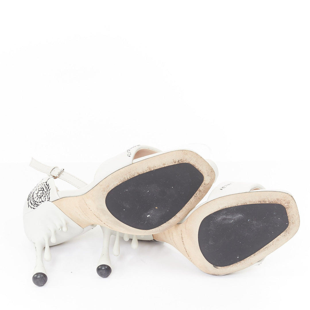 rare CHRISTOPHER KANE 2019 Runway More Joy paint drop white sandals EU37.5