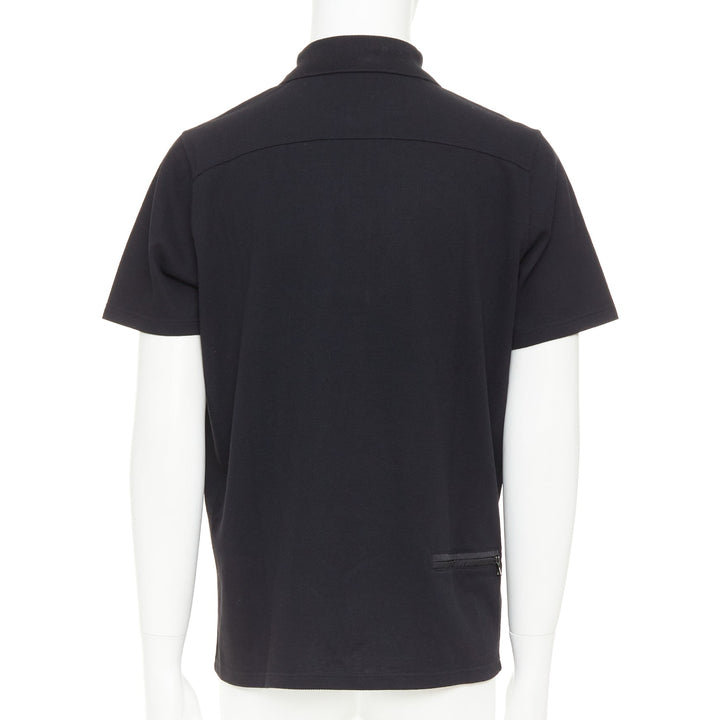 PRADA Linea Rossa black cotton pique red pull half zip polo shirt L