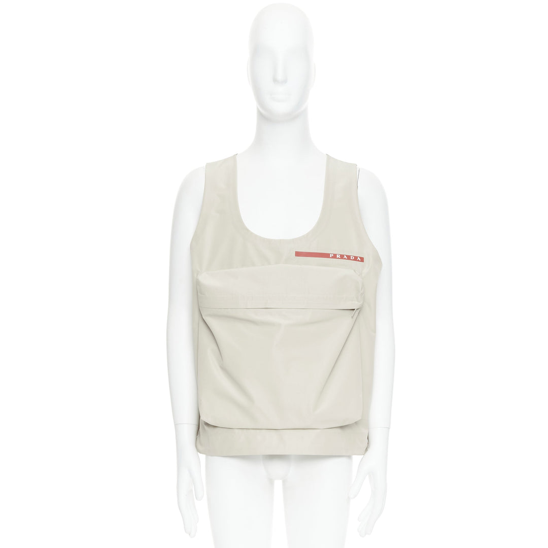 PRADA Linea Rossa LR-MX019 Technical fabric beige large pocket utility vest M