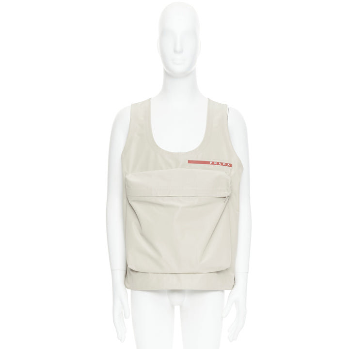 PRADA Linea Rossa LR-MX019 Technical fabric beige large pocket utility vest M