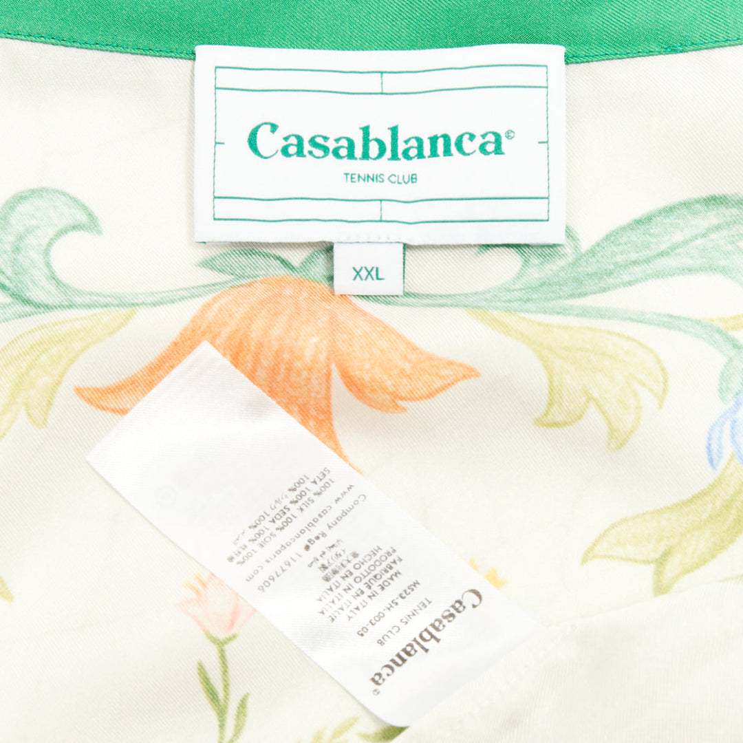 CASABLANCA 2023 L'Arche Fleurie printed silk cuban collar bowling shirt top XXL