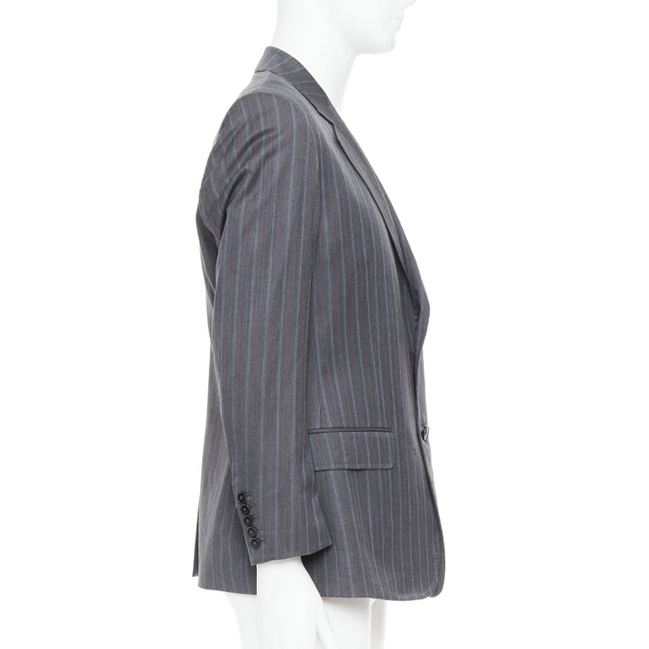 GUCCI Vintage grey blue wool cashmere pinstripe blazer IT52 XL