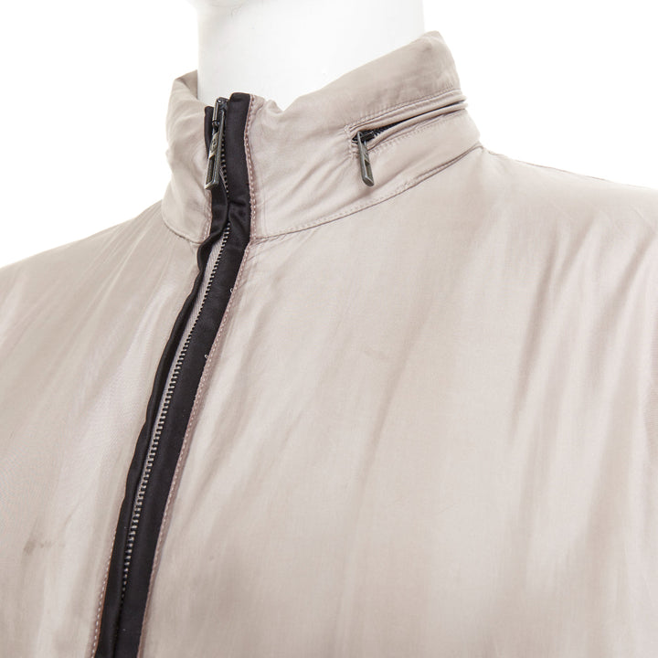 GIORGIO ARMANI champagne silver technical zip up blouson bomber jacket IT48 M