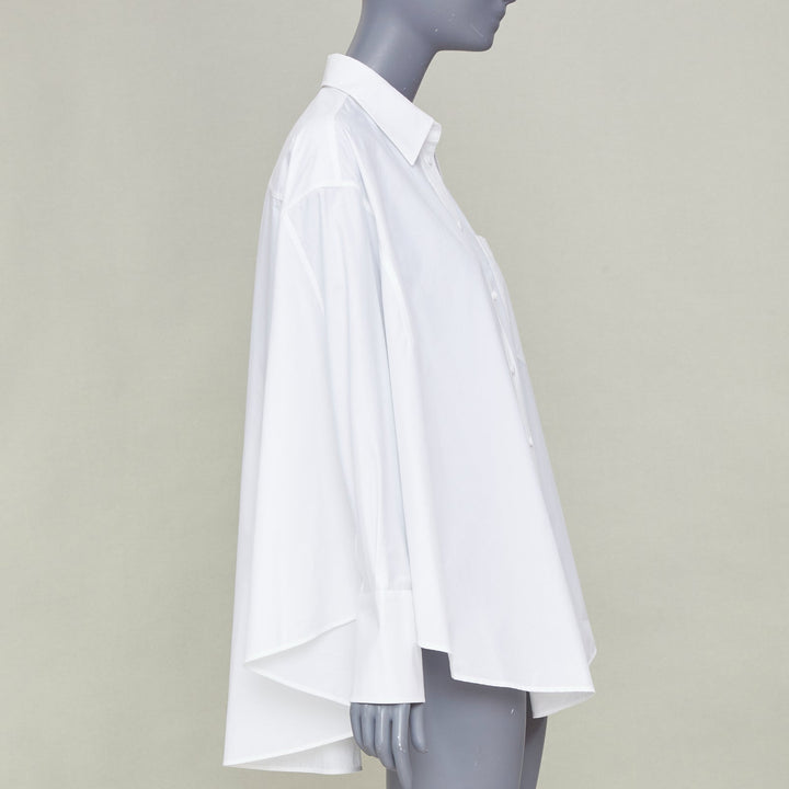 VALENTINO 2022 Cocoon Bianco Ottico white cotton poplin cocoon shirt IT38 XS