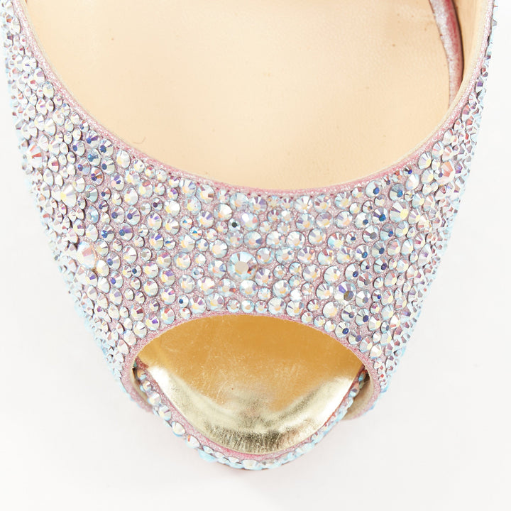 CHRISTIAN LOUBOUTIN Very Prive Strass 120 silver crystal slingback pump EU37.5