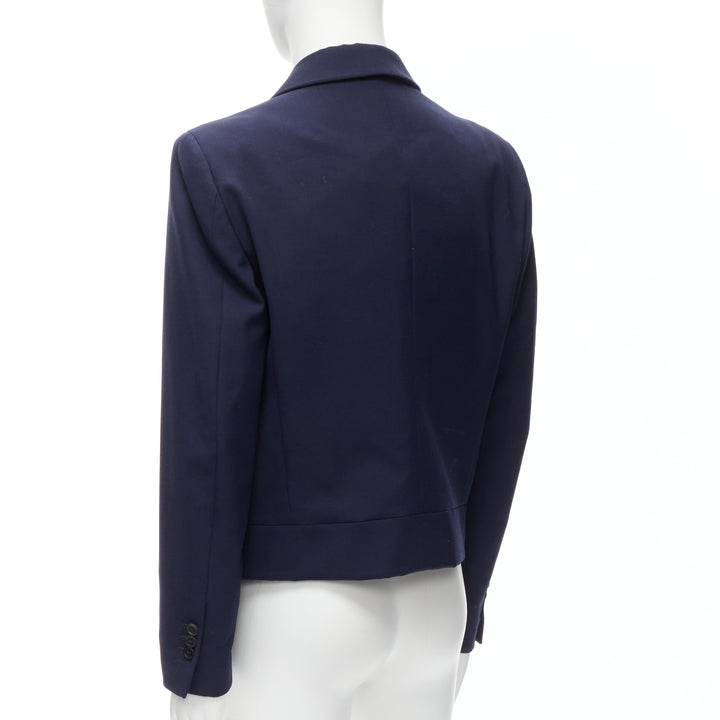 FENDI 2019 Runway navy asymmetric double breasted cropped blazer IT48 M