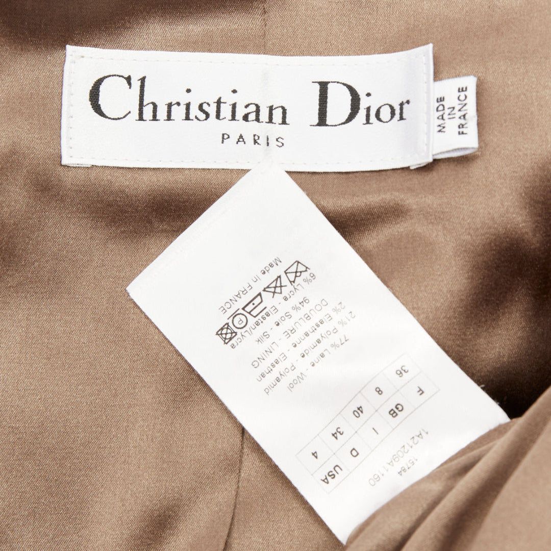 CHRISTIAN DIOR 1998 Runway John Galliano grey wool tweed knot jacket FR36 S