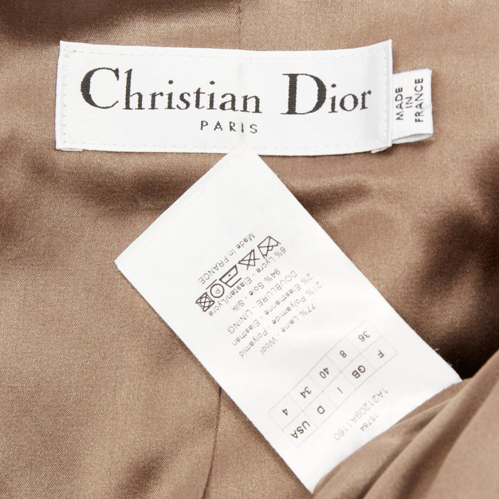 CHRISTIAN DIOR 1998 Runway John Galliano grey wool tweed knot jacket FR36 S