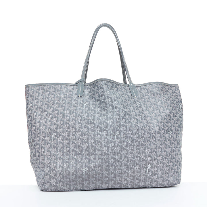 GOYARD Saint Louis GM grey Goyardine canvas chevron open top shoulder tote bag