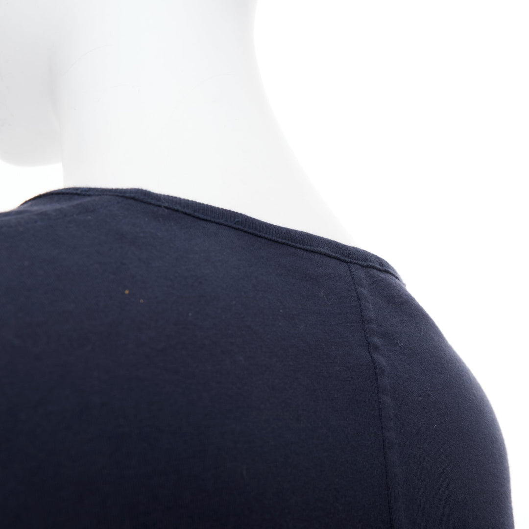 THE ROW black long sleeve seam back soft cotton jersey basic crew neck top XS