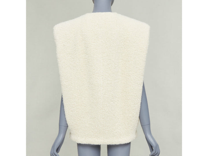 ISABEL MARANT Gwendalia cream wool boucle boxy vest gilet FR34 XS