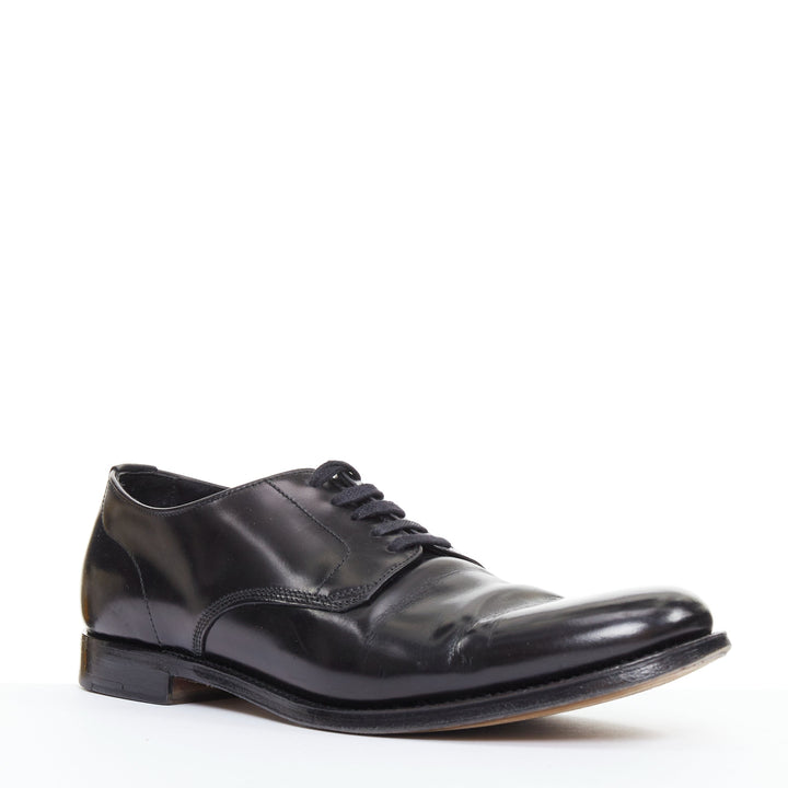 PRADA black round toe lace up classic brogue dress shoes UK7 EU41