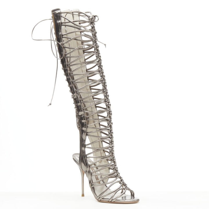 SOPHIA WEBSTER Fantasy silver strappy gladiator high heel sandals EU37.5