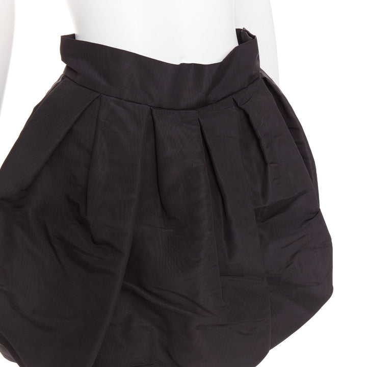 ALEXANDRE VAUTHIER black taffeta silk pleated high waist short bubble skirt