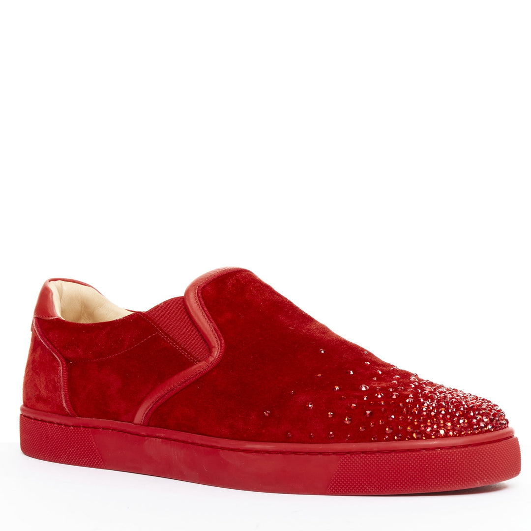 CHRISTIAN LOUBOUTIN Sailor Boat red suede degrade strass crystal sneakers EU43