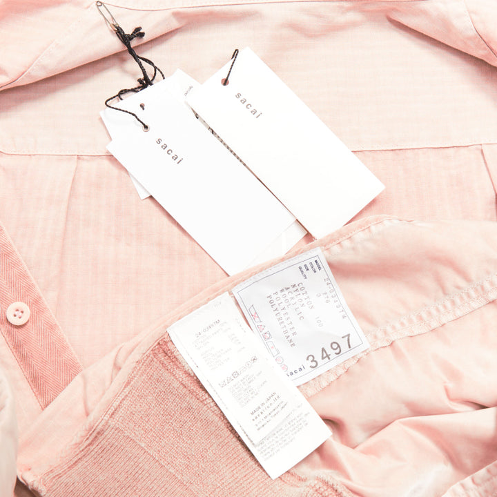 SACAI 2024 dirty pink garment dye ripstop nylon twill bomber shirt hybrid JP3 L
