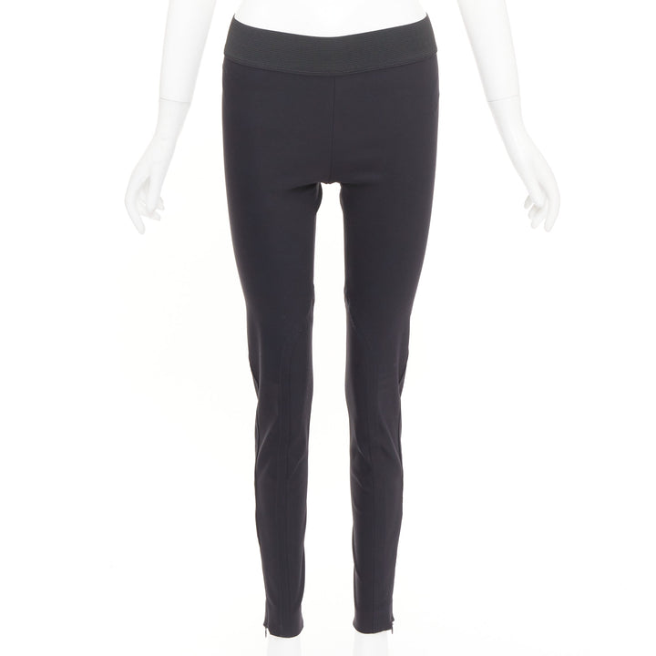 STELLA MCCARTNEY black cotton blend elastic waist legging pants IT 36 XXS