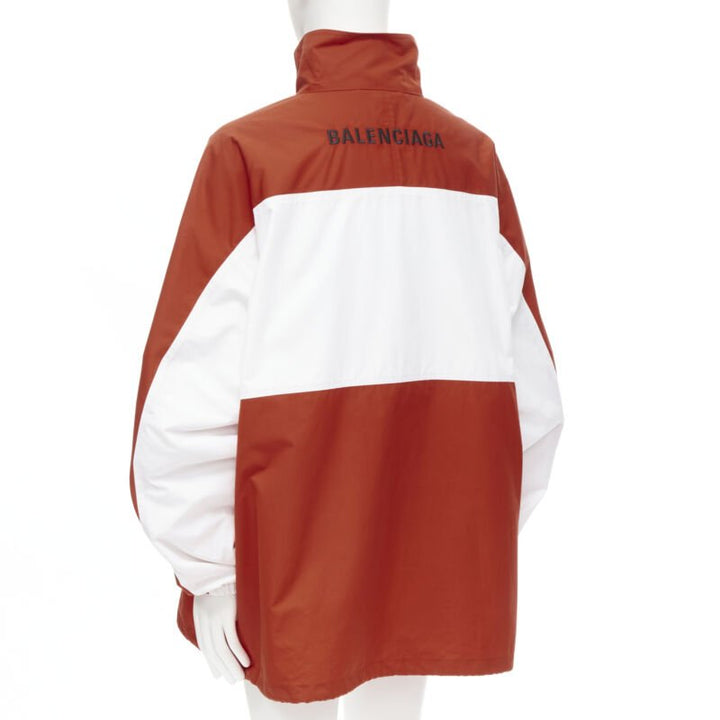 BALENCIAGA Y2K red white colorblocked logo poplin track jacket IT48 M