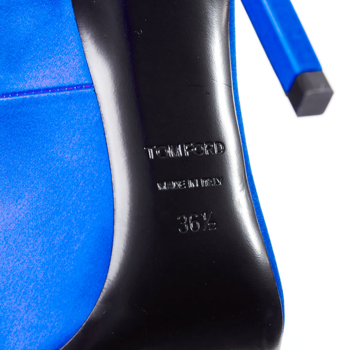 TOM FORD cobalt blue satin pointy front stiletto heeled pumps EU36.5
