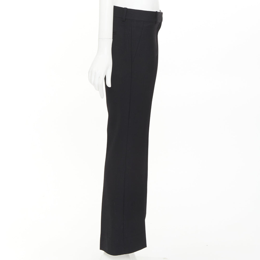 OLD CELINE Phoebe Philo black 100% wool low waist kickflare cropped pants FR36 S