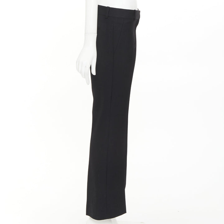 OLD CELINE Phoebe Philo black 100% wool low waist kickflare cropped pants FR36 S