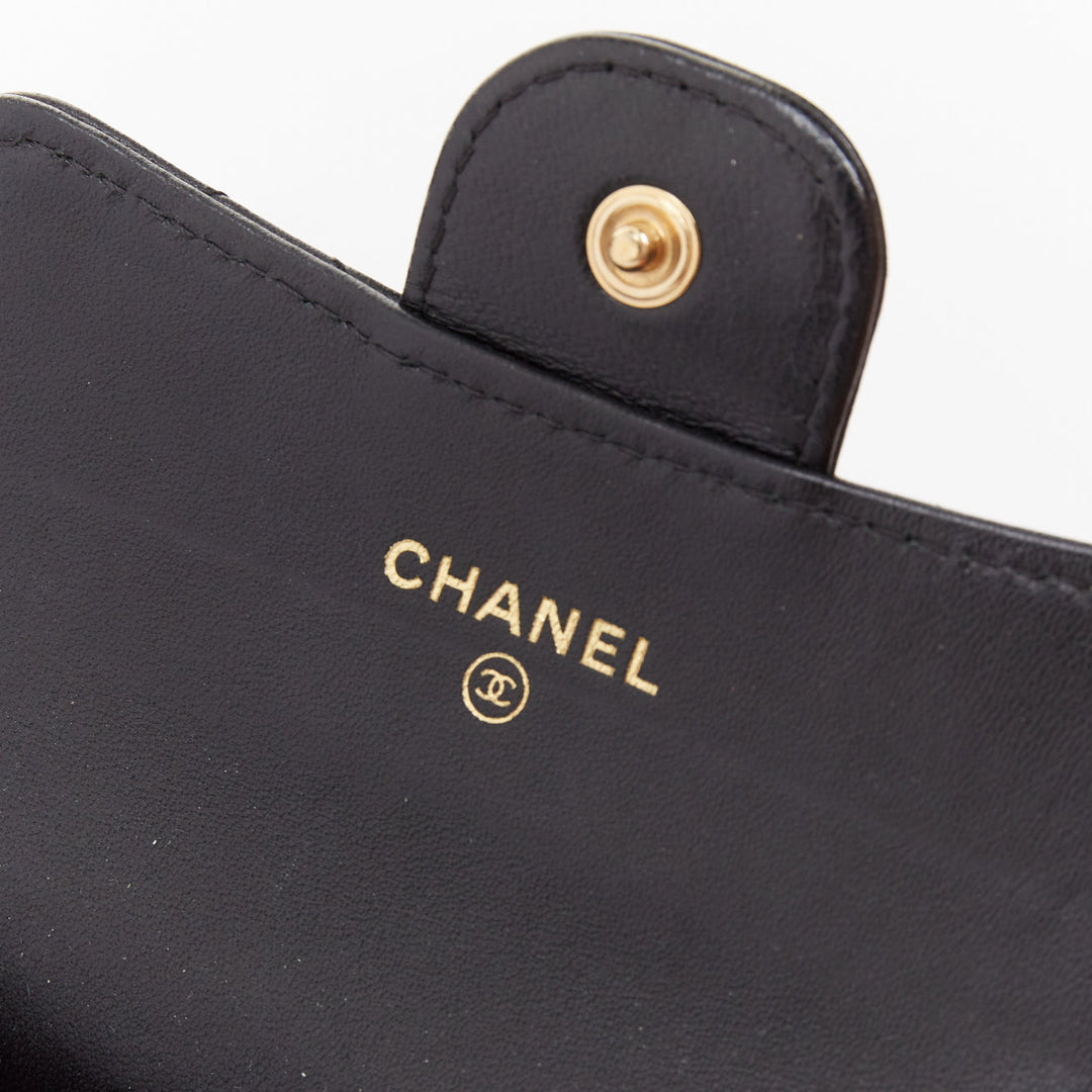CHANEL Classic Flap Card Holder gold black quilted lambskin wallet cardholder