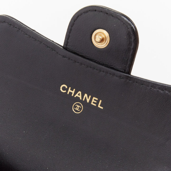 CHANEL Classic Flap Card Holder gold black quilted lambskin wallet cardholder
