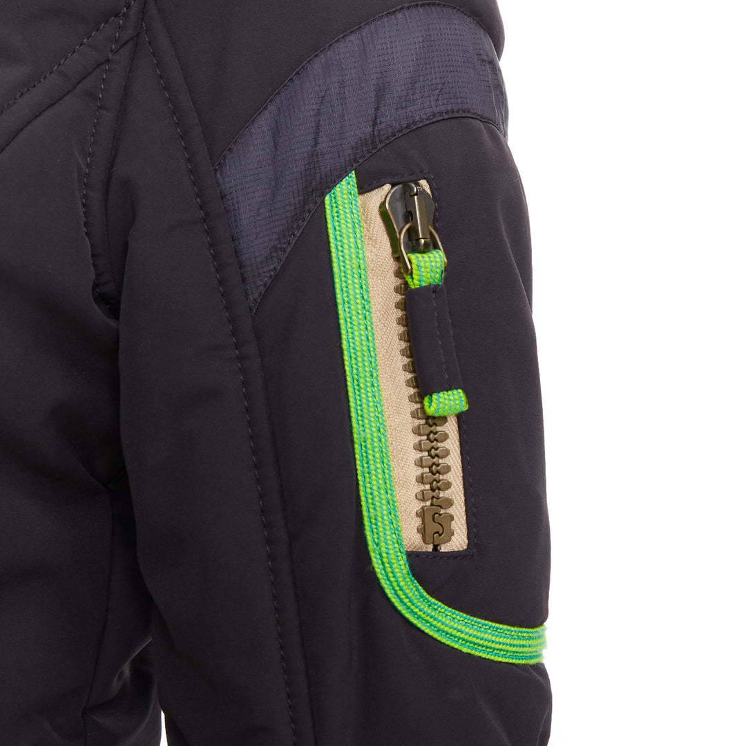 FRAUENSCHUH Limited Edition black nylon green nude zip snow puffer jacket XS