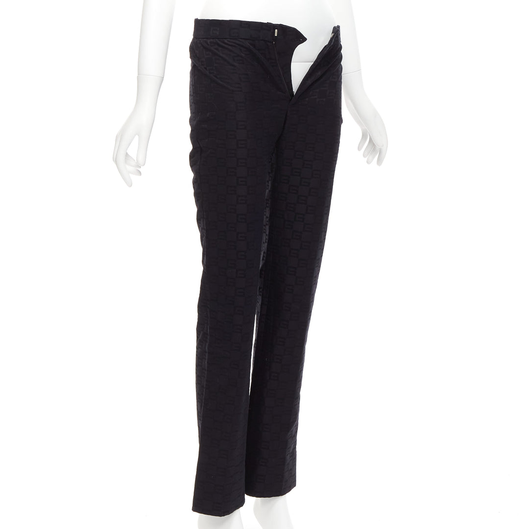 GUCCI Tom Ford Vintage GG monogram straight trousers pants IT38 XS