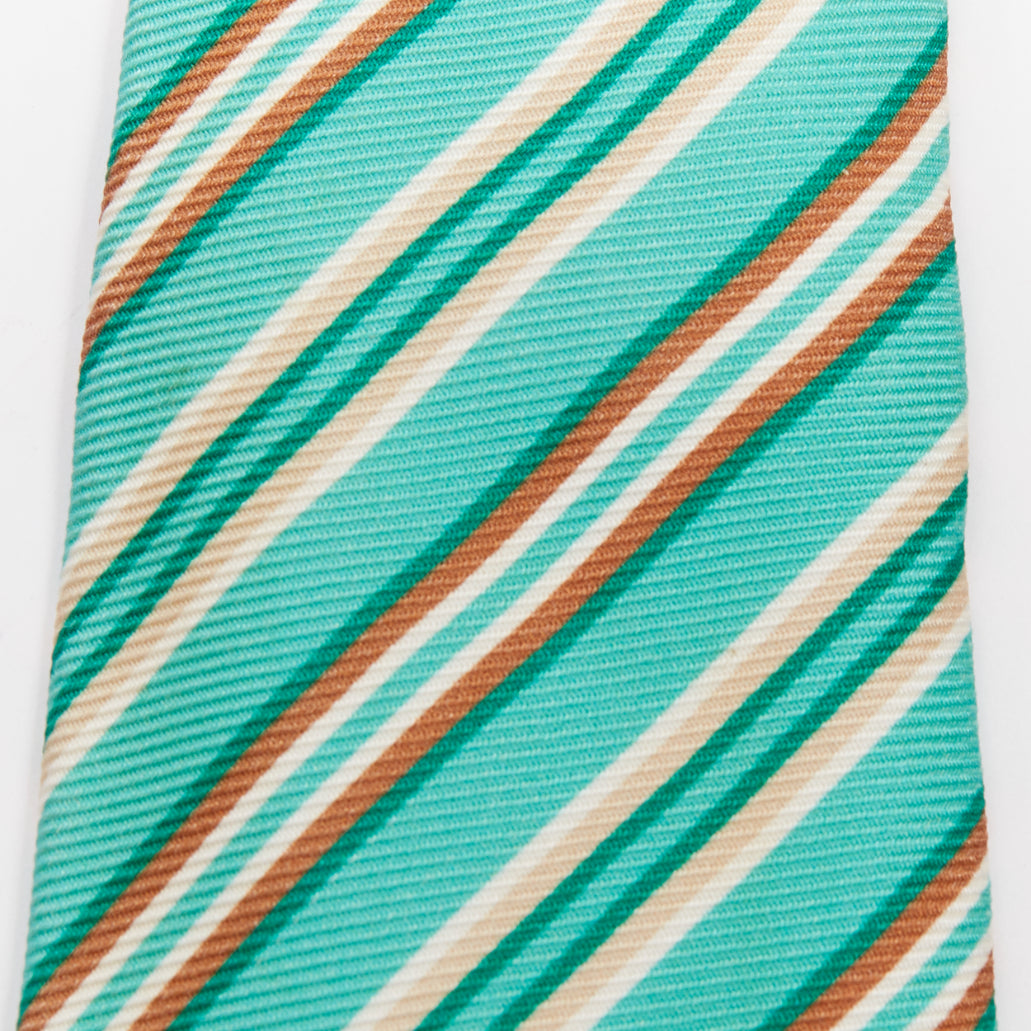 KITON NAPOLI Set of 4 100% silk green pink yellow purple  diagonal stripes tie