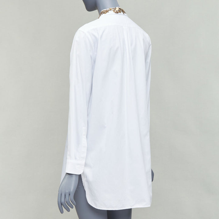 Y'S YOHJI YAMAMOTO white gold sequinned collar popover shirt JP1 S