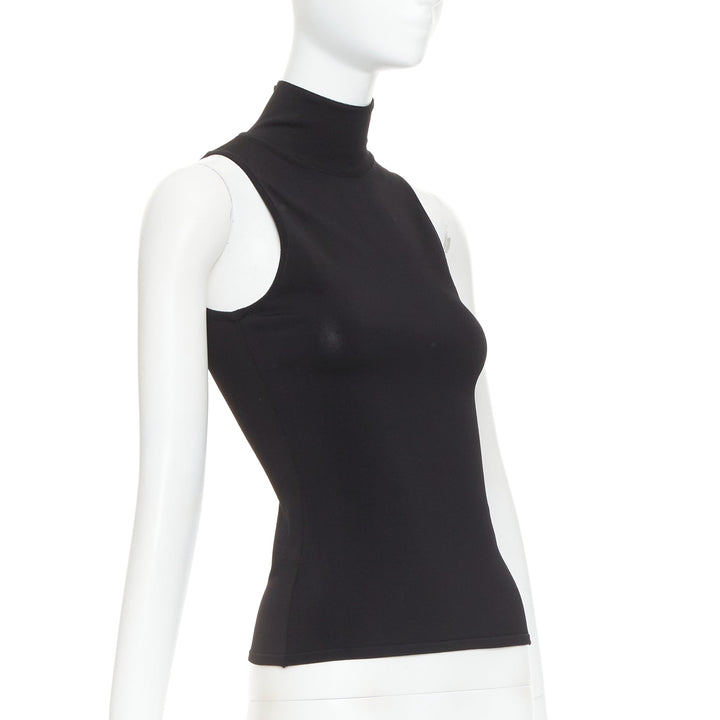 ALEXANDRE VAUTHIER black stretch knit high neck zip back sleeveless top