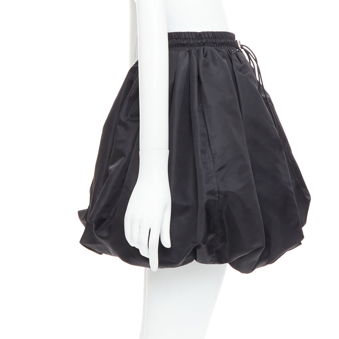 DAVID KOMA black nylon bubble silver drawstring puffball skirt UK6 XS