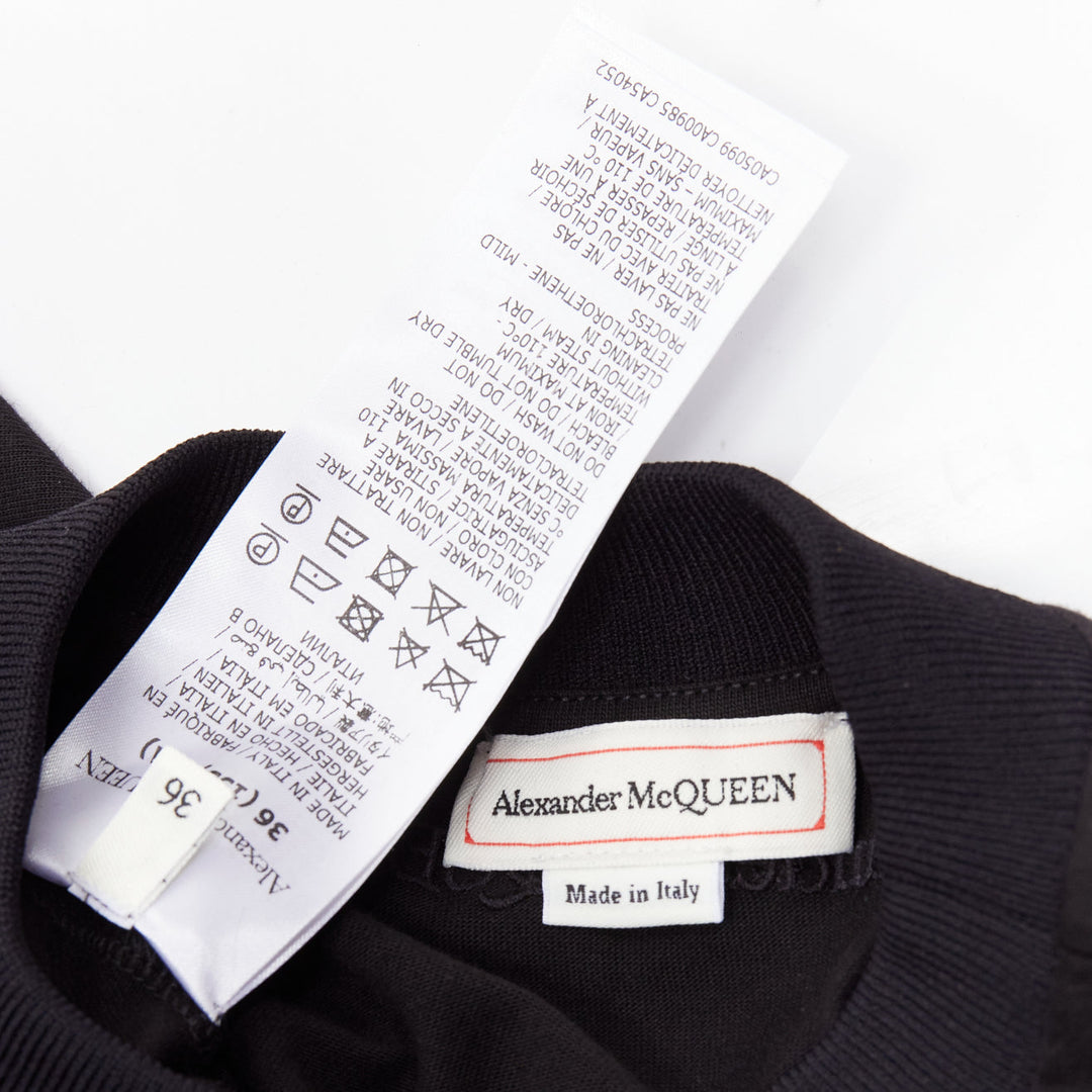 ALEXANDER MCQUEEN 2021 black round puff sleeve peplum contrast top IT36 XXS