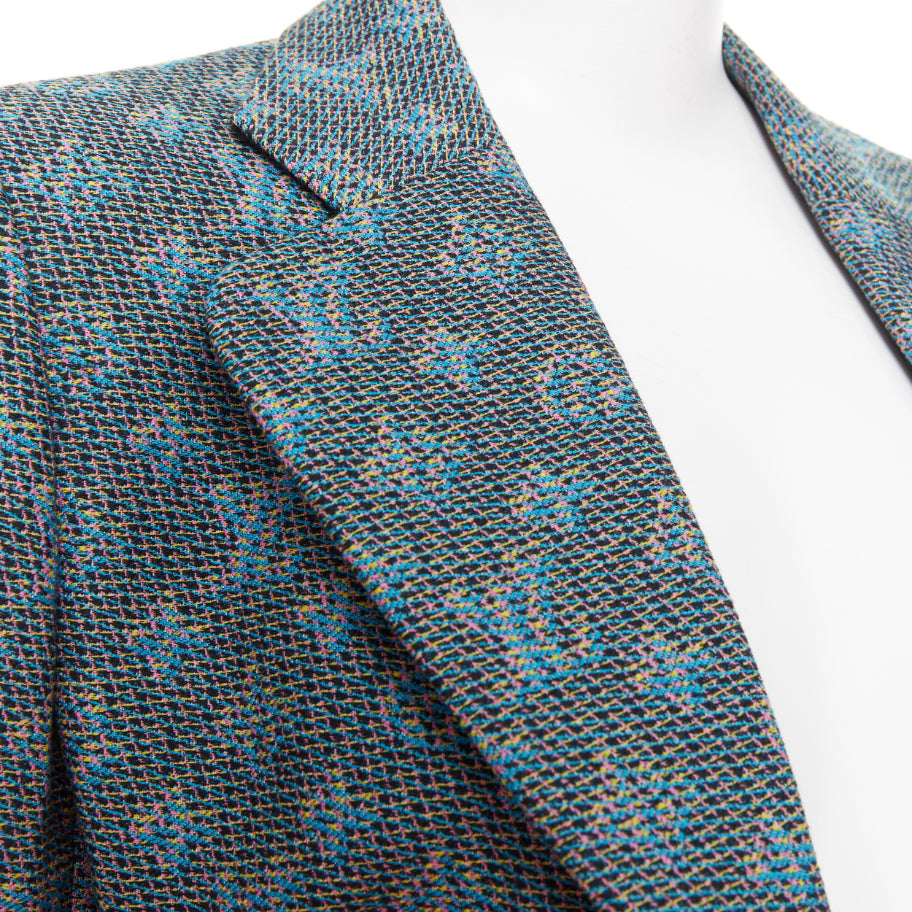 LOUIS VUITTON 2023 blue monogram wool jacquard single breasted blazer FR38 M