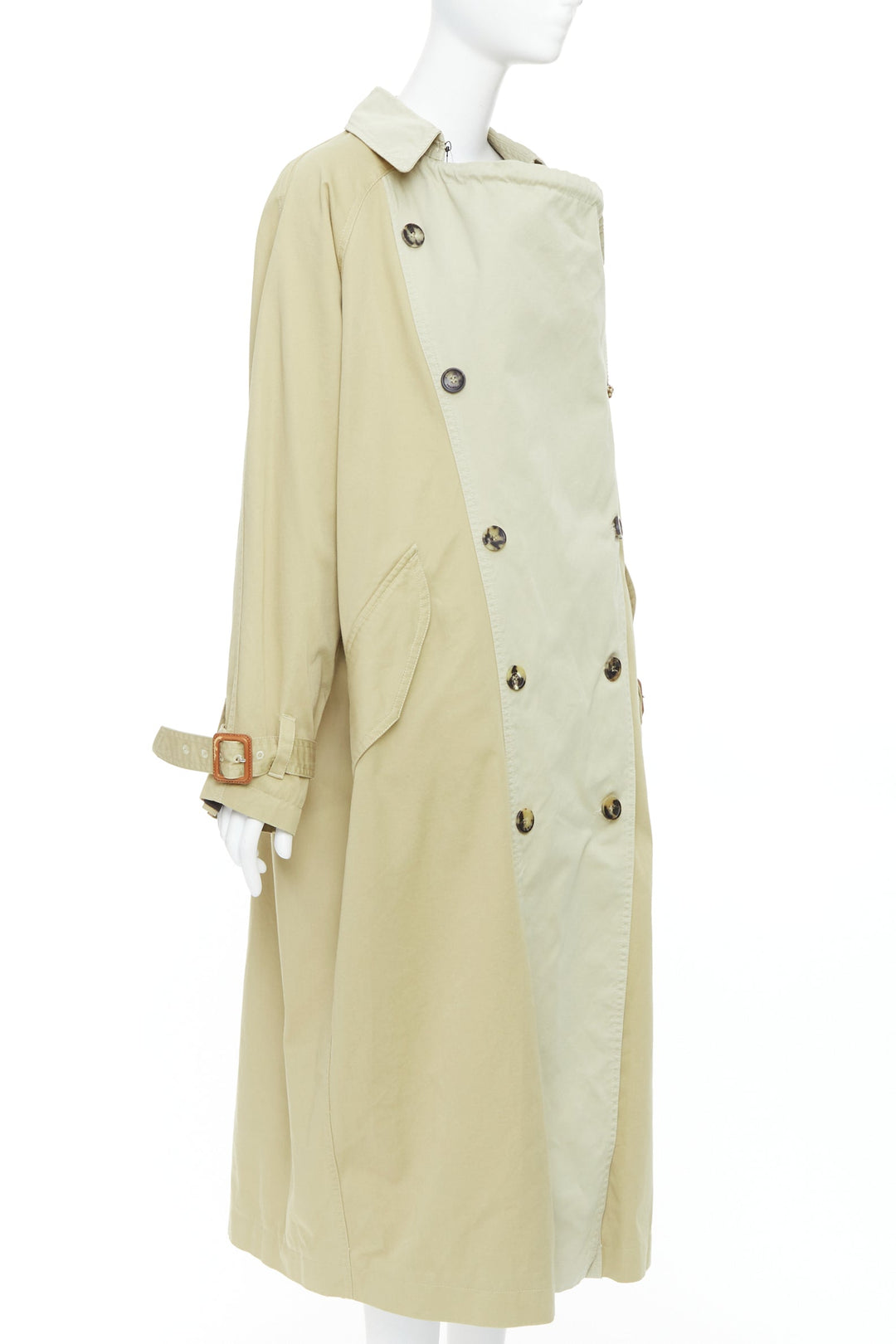 ISABEL MARANT 2023 Runway Ebani beige tone cotton drawstring trench coat FR34 XS