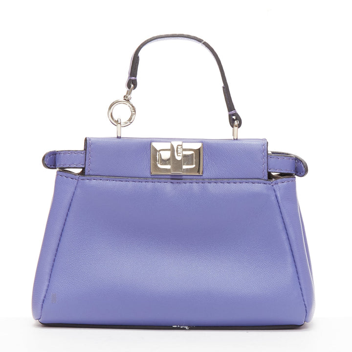 FENDI Micro Peekaboo purple leather turnlock mini crossbody satchel bag