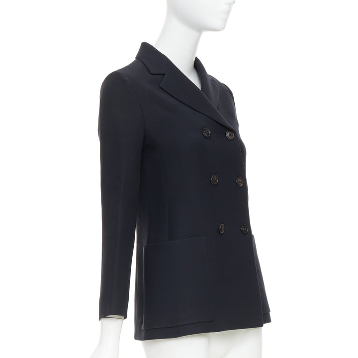 DIOR Marlene  black wool silk classic double breasted bar jacket blazer FR36 S