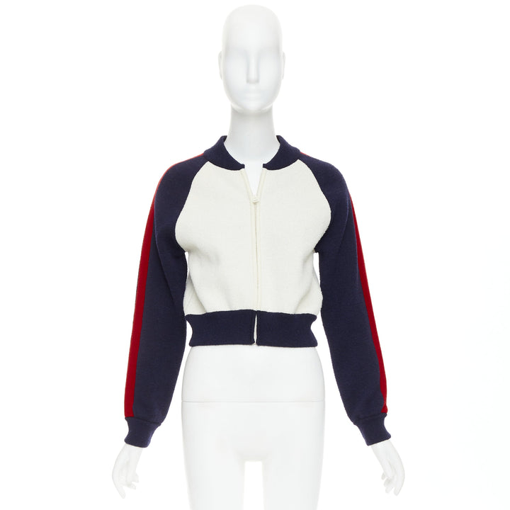 CHRISTIAN DIOR 2021 I Love Paris wool cropped track jacket zip bomber FR34 XS