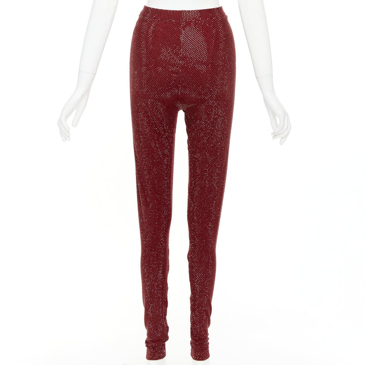 ALEXANDRE VAUTHIER AW2023 Runway Cinnabar red strass crystal legging pants