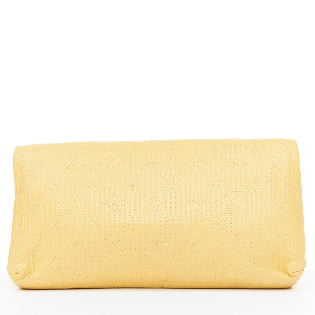 LOUIS VUITTON 2011 jaune Monogram Cuir Pochette Altair quilted leather clutch