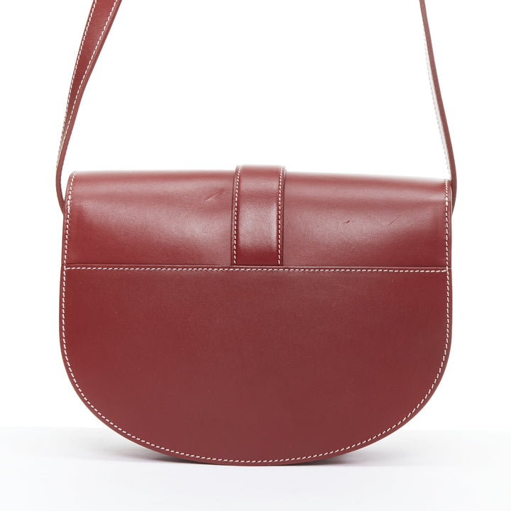 A.P.C. Eloise burgundy smooth leather saddle crossbody shoulder bag