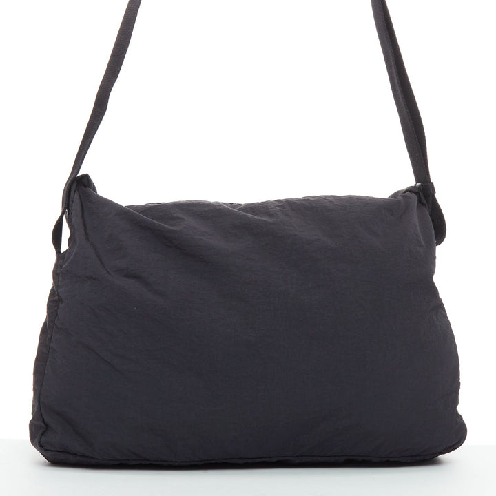 BOTTEGA VENETA Intrecciato Foldable black nylon woven leather messenger bag