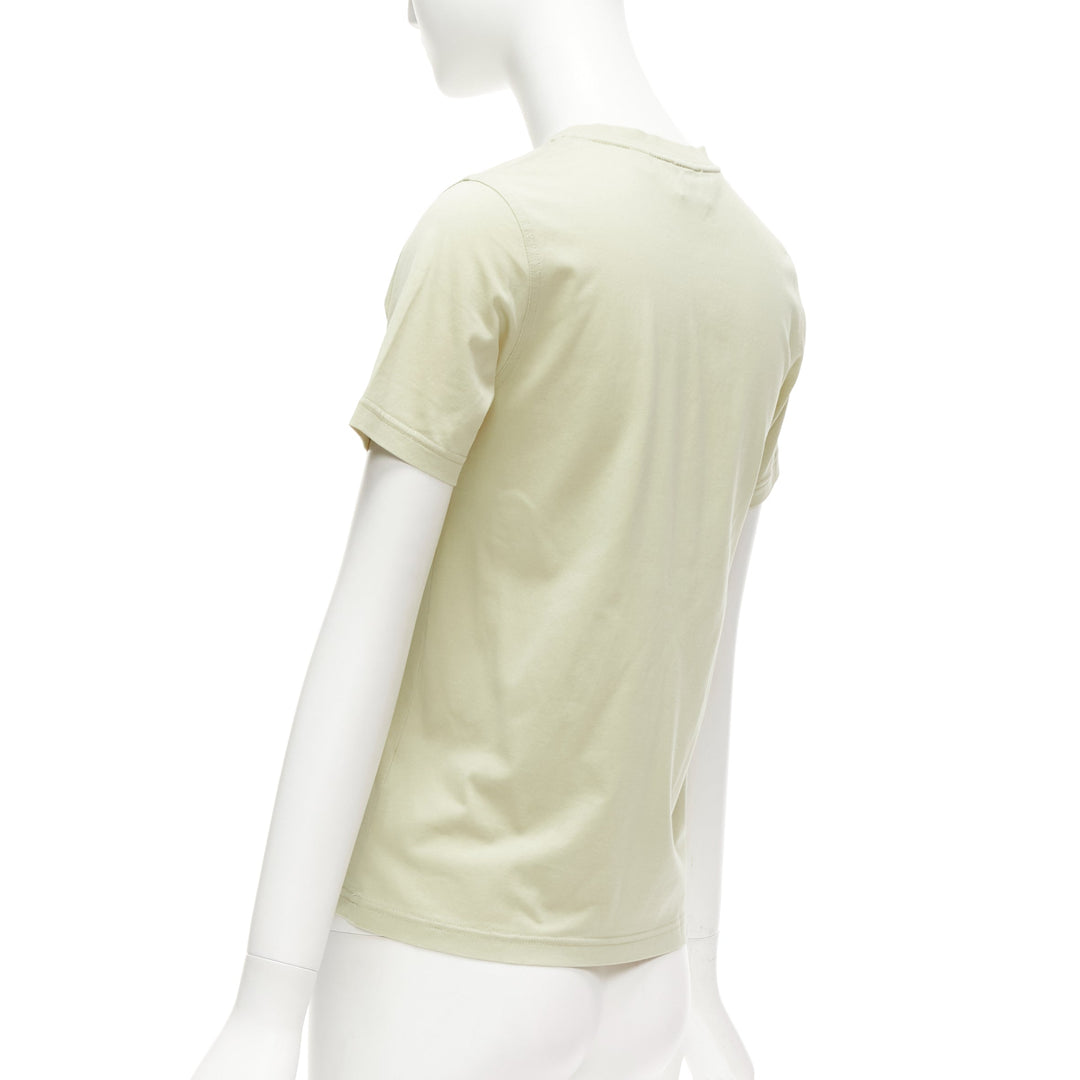 BURBERRY beige cotton white logo print slim fit short sleeve tshirt XS