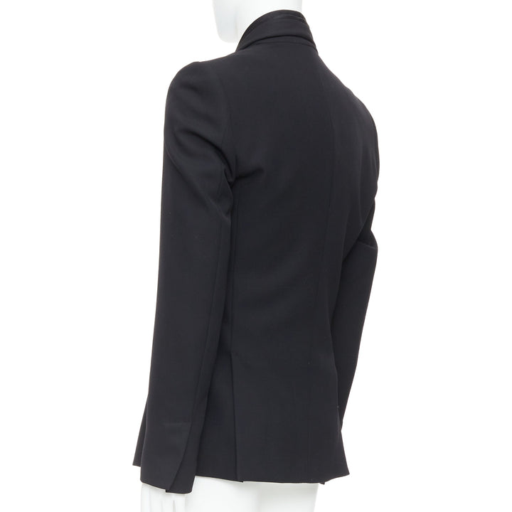 HAIDER ACKERMANN Runway black fleece wool cotton silk shawl blazer S