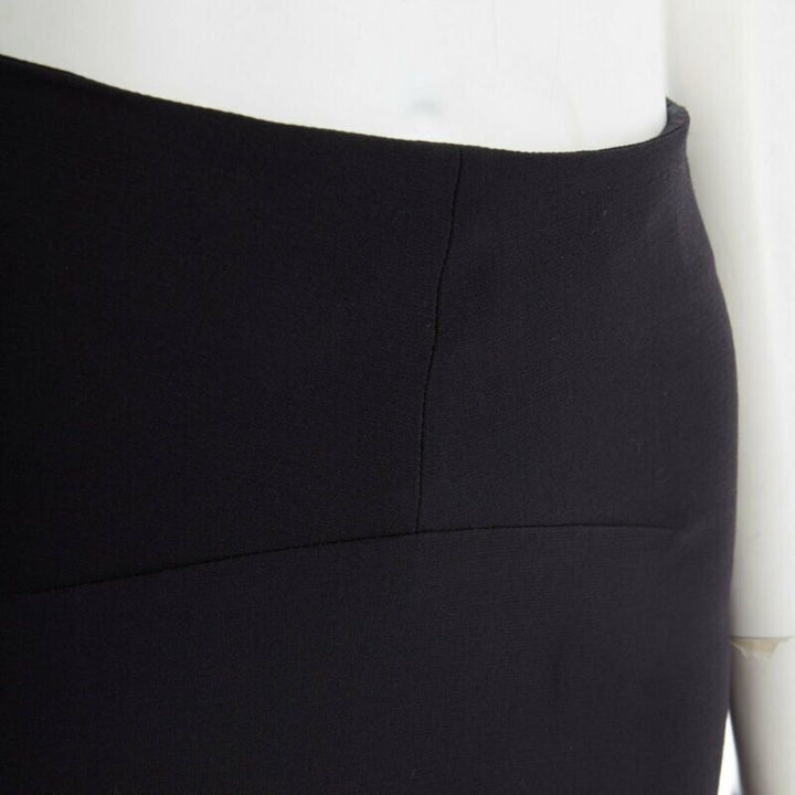 VICTORIA BECKHAM black silk wool lacquared fabric trimmed side pencil skirt 25"